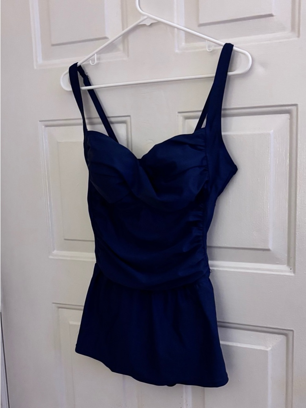 Shore Shapes Classic Navy One-Piece Ruched Swimdress with Supportive Cups